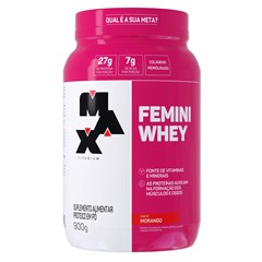 FEMINI WHEY MORANGO POTE 900G MAX TITANI