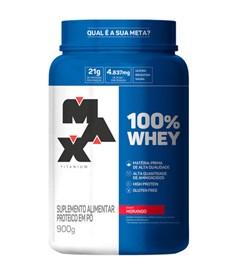 100% WHEY MORANGO POTE 900G MAX TITANIUM