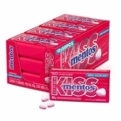 BALA KISS MORANGO LATA 12X35G MENTOS